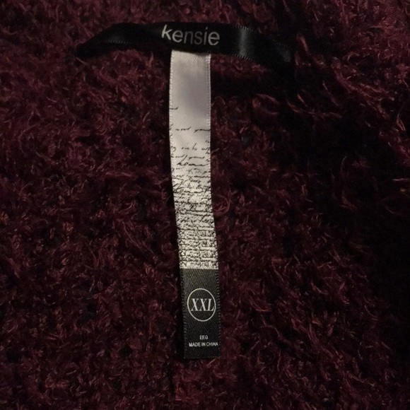 Kensie eyelash open long sl cardigan plum/black also have wheat color - Picture 6 of 10